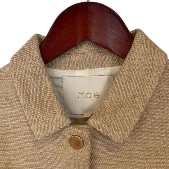 Maje cropped blazer tan women’s size 38 - Picture 2 of 12
